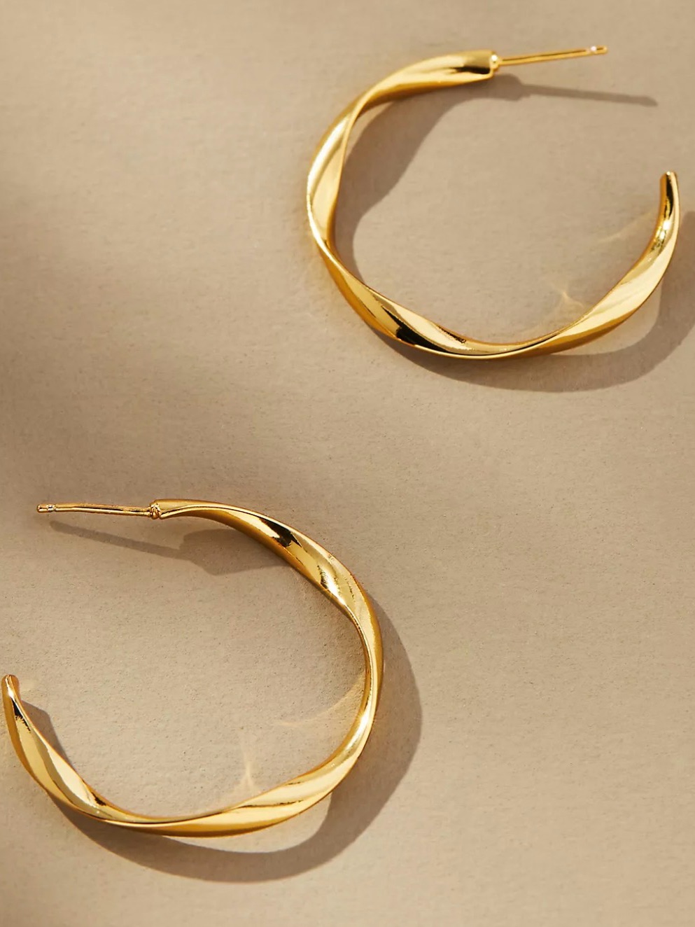 Anthropologie Classic Twisted Hoop Earrings Gold Nwt Chic Preppy Modern Jewelry